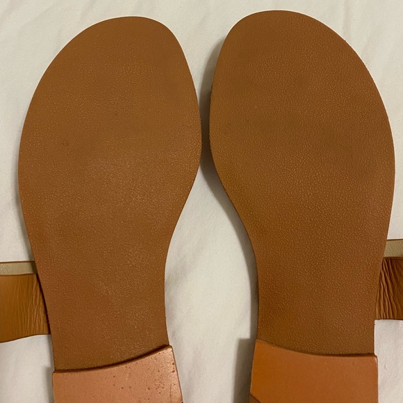 Reformation Mila Brown Leather Flat Sandals Size 7.5 - Picture 12 of 17